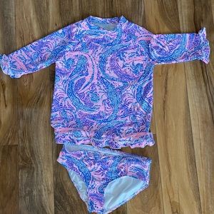 Lilly Pulitzer Two Piece Rashguard Set UPG 50+ Girls Size 14